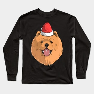 Chow Chow Dog Santa Claus Hat Christmas Long Sleeve T-Shirt